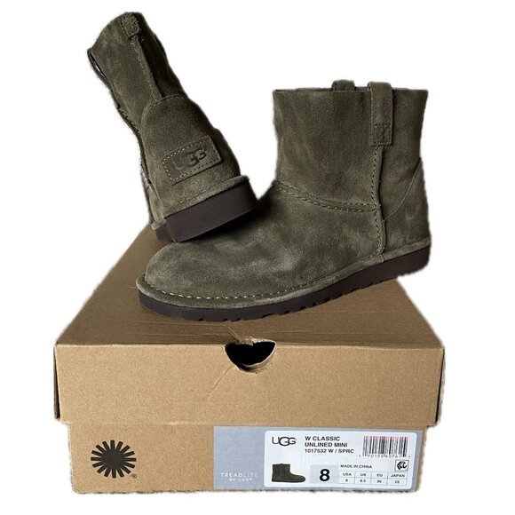 COPY - Classic Unlined Mini Ugg Boots - Sage -- Size 8- NIB! - Picture 1 of 12